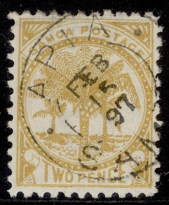 samoa-qv-sg59c-2d-pale-ochre-fine-used-cat-13-perf-11