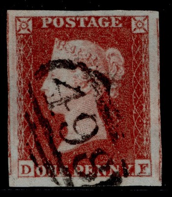 gb-qv-sg8-1d-red-brown-plate-161-very-fine-used-cat-40-huge-margins-df