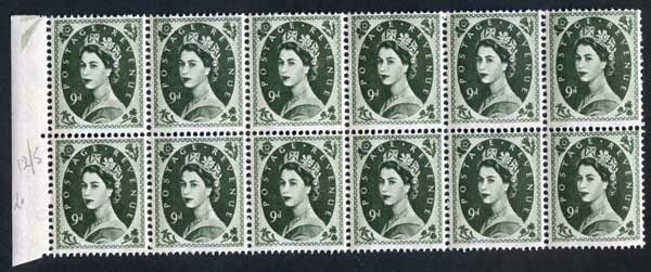 s128d-9d-bronze-green-crowns-wmk-u-m-block-12-with-frame-flaw-violet-phosphor
