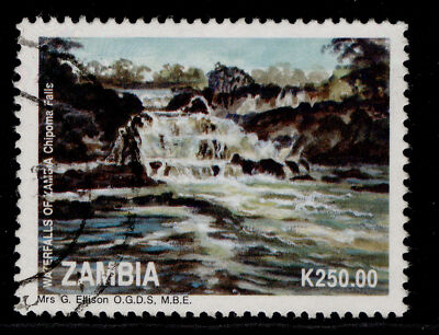 zambia-qeii-sg719-1993-250k-chipoma-falls-fine-used