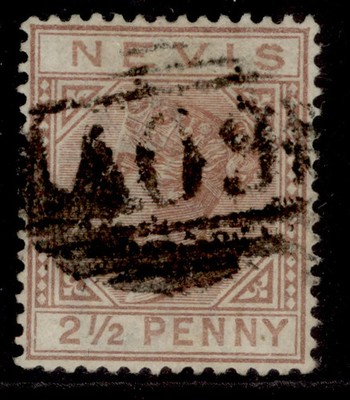 st-kitts-nevis-nevis-qv-sg28-2d-red-brown-used-cat-50