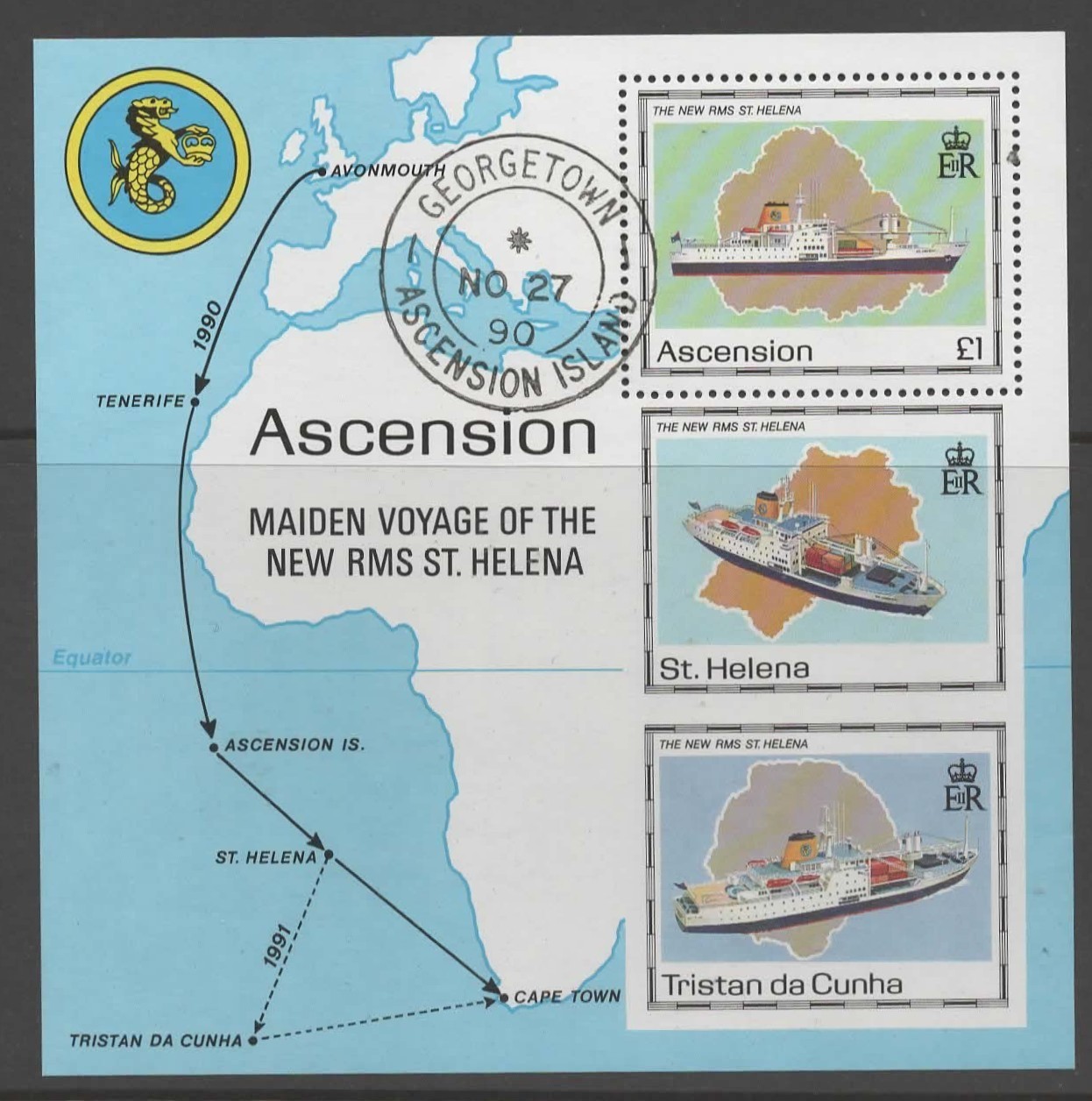 ascension-sgms535-1990-maden-voyage-of-the-st-helena-used