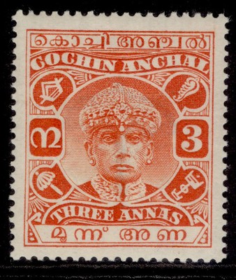 indian-states-cochin-gv-sg61-3a-vermilion-m-mint-cat-14