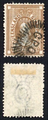 queensland-sgf22-10-brown-wmk-large-crown-postally-used-cat-500-pounds