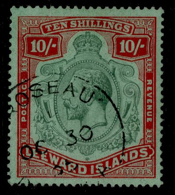 leeward-islands-gv-sg79-10s-green-red-green-very-fine-used-cat-170-cds