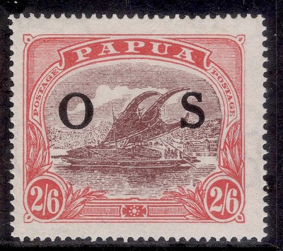 aus-papua-british-new-guinea-gv-sg-o66a-2s-6d-maroon-bright-pink-m-mint