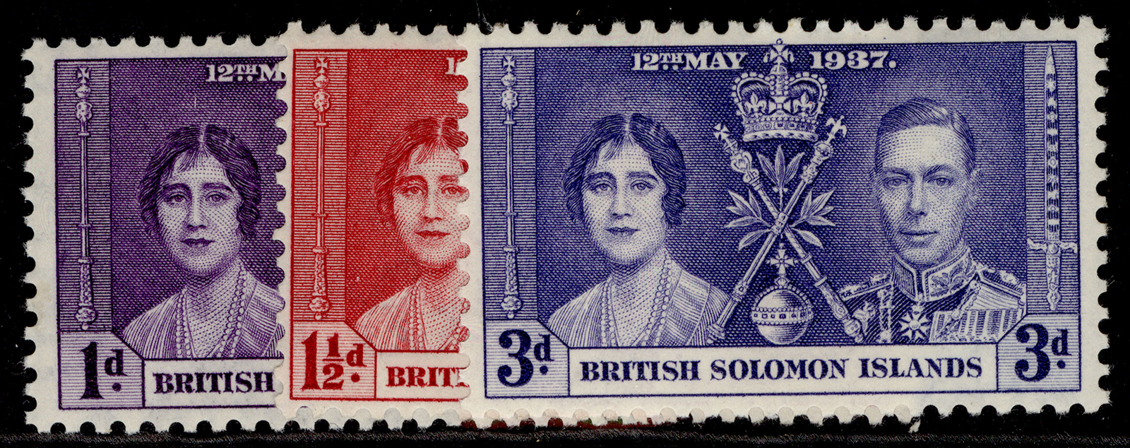 british-solomon-islands-gvi-sg57-59-1937-coronation-set-m-mint