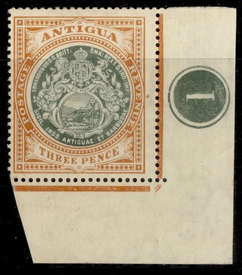 antigua-edvii-sg47-3d-grey-green-orange-brown-m-mint-plate-1-control