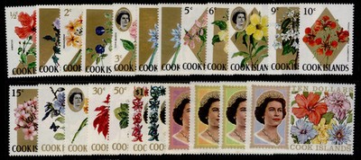 cook-islands-qeii-sg227a-248a-1967-71-w-o-fluorescent-markings-set-nh-mint