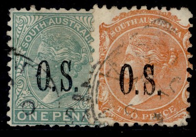 australia-south-australia-qv-sg-o54-o55-1891-96-perf-10-values-fine-used