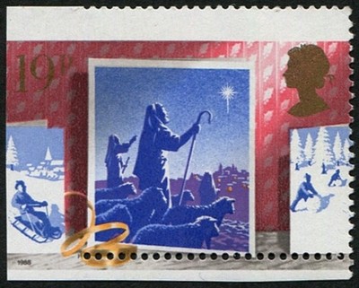 1988-xmas-19p-sg-1415-variety-imperf-at-l-h-side-partially-imperf