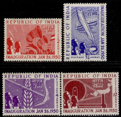 india-gvi-sg329-332-1950-inauguration-of-republic-types-set-m-mint-cat-45