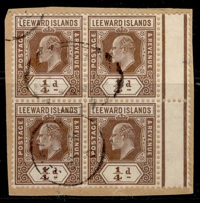 leeward-islands-edvii-sg36-d-brown-fine-used-block-on-piece