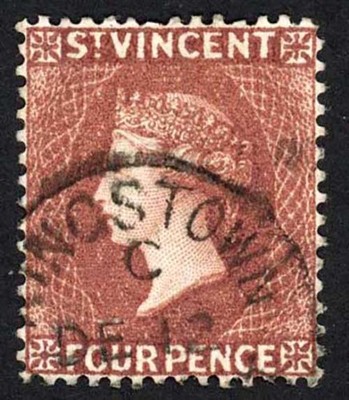 st-vincent-sg50-4d-red-brown-wmk-crown-ca-fine-used-cat-22-pounds