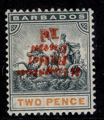 barbados-edvii-sg153a-1d-on-2d-slate-black-orange-nh-mint