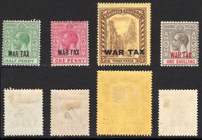 bahamas-sg96-99-1918-set-with-dlr-war-tax-opts-cat-24-pounds