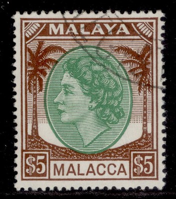 malaysia-malacca-qeii-sg38-5-emerald-brown-fine-used-cat-55