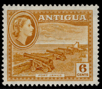 antigua-qeii-sg126-6c-yellow-ochre-m-mint