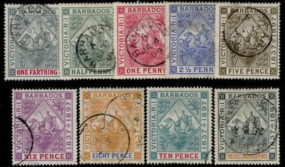 barbados-qv-sg116-124-1897-98-diamond-jubilee-complete-set-used-cat-200