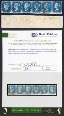 1840-2d-blue-td-ti-plate-1-strip-of-six-four-margins-ex-seymour