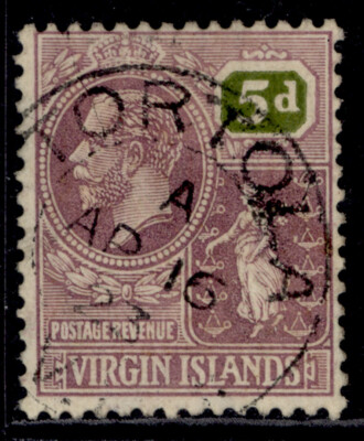 british-virgin-islands-gv-sg97-5d-dull-purple-olive-fine-used-cat-48-cds