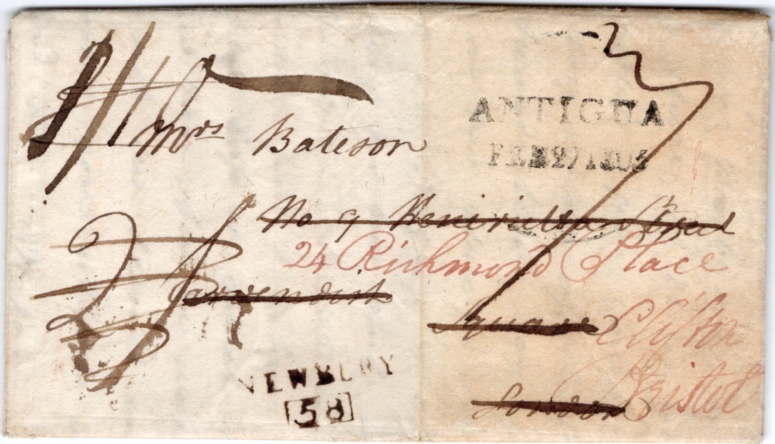 1805-6-feb-entire-letter-to-london-redirected-to-bristol-with-a-fine-strike-of-antigua-feb-27-1805-h-s