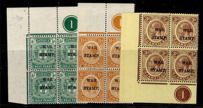 jamaica-gv-sg73-75-1917-war-stamp-set-vlh-mint-cat-48-control-blocks