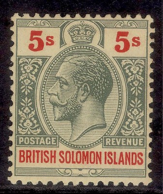 british-solomon-islands-gv-sg51-5s-green-red-pale-yellow-lh-mint-cat-60