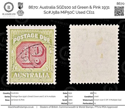 8670-australia-sgd100-1d-green-pink-1931-sc-j58a-mip50c-used-c11