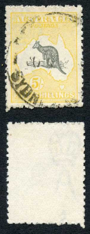 australia-sg42c-5-grey-and-pale-yellow-kangaroo-wmk-3rd-crown-cat-110