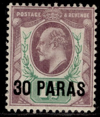 british-levant-edvii-sg16-30pa-on-1d-pale-dull-purple-green-m-mint-cat-20