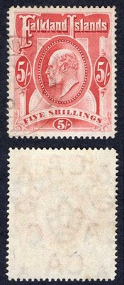 falkland-is-sg50-kevii-5-red-wmk-mult-ca-fine-used-cat-180-pounds