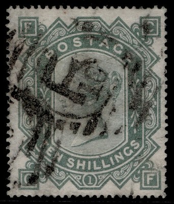 gb-qv-sg128-scarce-10s-greenish-grey-wmk-maltese-cross-used-cat-2250-cf