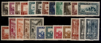 morocco-1933-4-pictorial-set-yvert-128-149-m-mint-cat-112