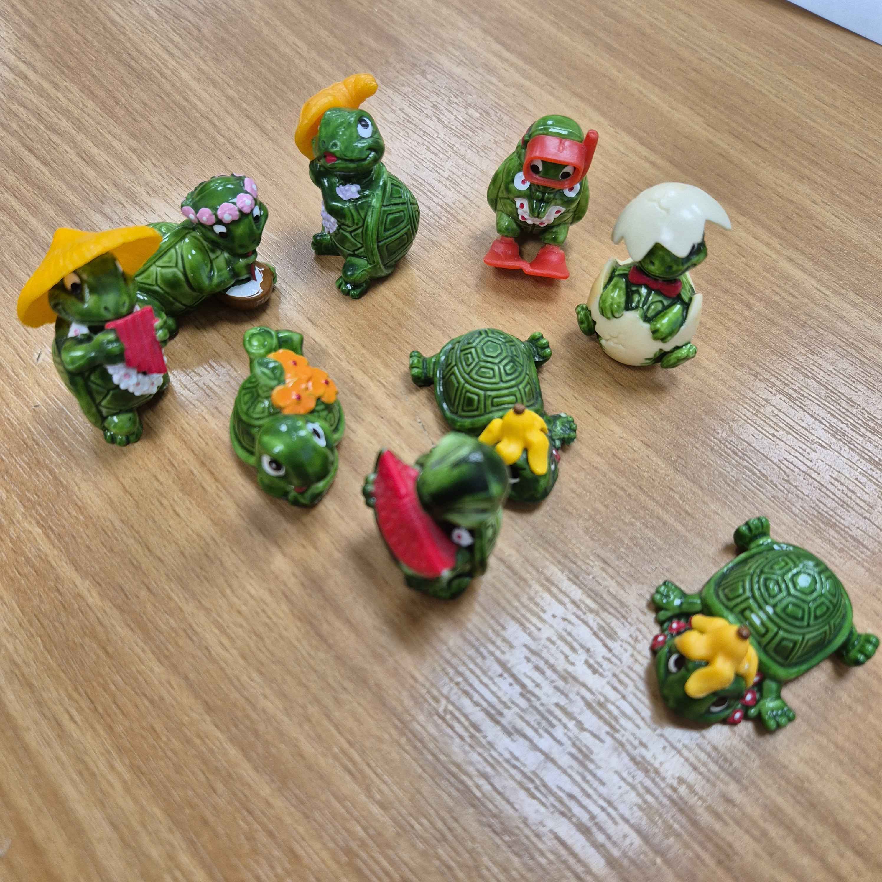 1991-kinder-ferrero-teeny-tapsy-terrapin-turtles-tartallegre-lot-of-9-toys