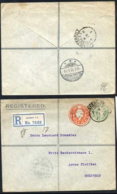 esc681-kevii-1-2d-yellow-green-and-4d-stamped-to-order-registered-envelope-used