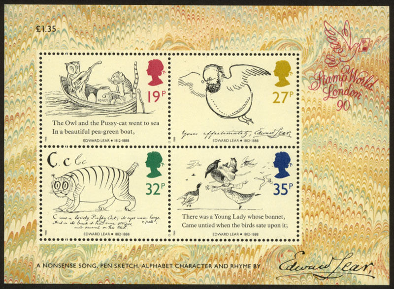 gb-ms1409-1988-edward-lear-miniature-sheet-unmounted-mint-mnh