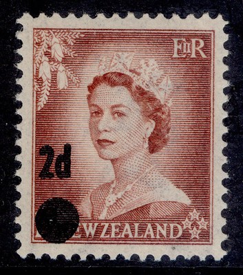 new-zealand-qeii-sg763b-2d-on-1d-brown-lake-nh-mint-cat-130-surch-error-var
