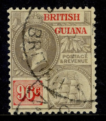 british-guiana-gv-sg269a-96c-black-vermilion-yellow-white-back-fine-used