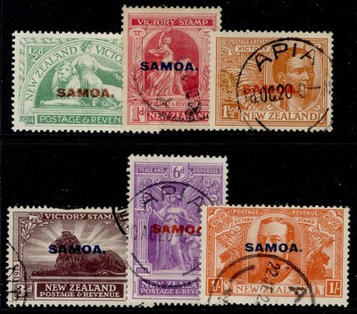 samoa-gv-sg143-148-1920-victory-set-fine-used-cat-90