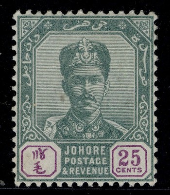 malaysia-johore-qv-sg47-25c-green-mauve-m-mint-cat-12