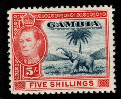 gambia-sg160-1938-5-blue-vermilion-mtd-mint