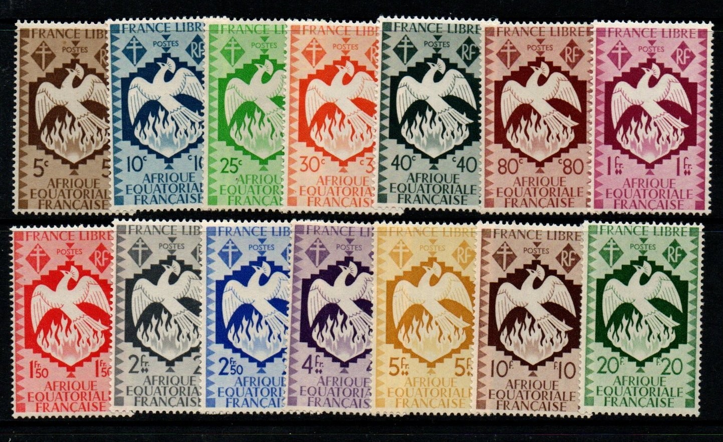 french-equatorial-africa-sg164-77-1941-free-french-issue-mtd-mint