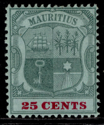 mauritius-qv-sg151-25c-green-carmine-green-lh-mint-cat-35-ordinary