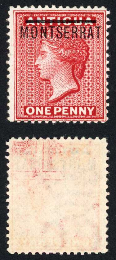 montserrat-sg1-1d-red-very-fresh-wmk-cc-m-m-offset-on-reverse-cat-35-pounds