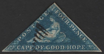 cape-of-good-hope-1855-4d-triangular-bright-blue-sg19a-used-2-good-margins
