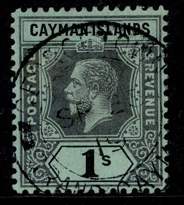 cayman-islands-gv-sg48-1s-black-green-very-fine-used-cat-30-cds