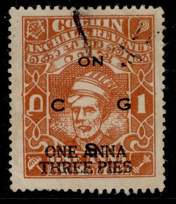 indian-states-cochin-gvi-sg-o79-1a-3p-on-1a-fine-used