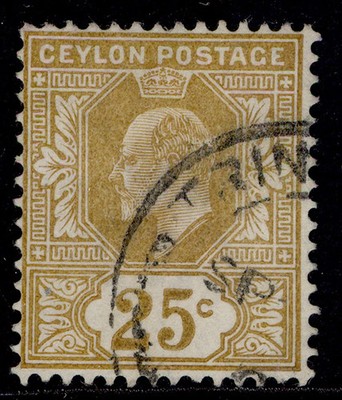ceylon-edvii-sg272-25c-bistre-fine-used-cat-12