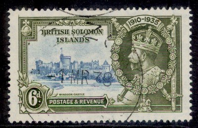 british-solomon-islands-gvi-sg55-6d-light-blue-olive-green-fine-used-cds
